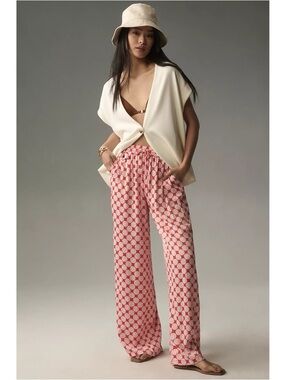 Maeve Straight-Leg Pull-On Print Pants